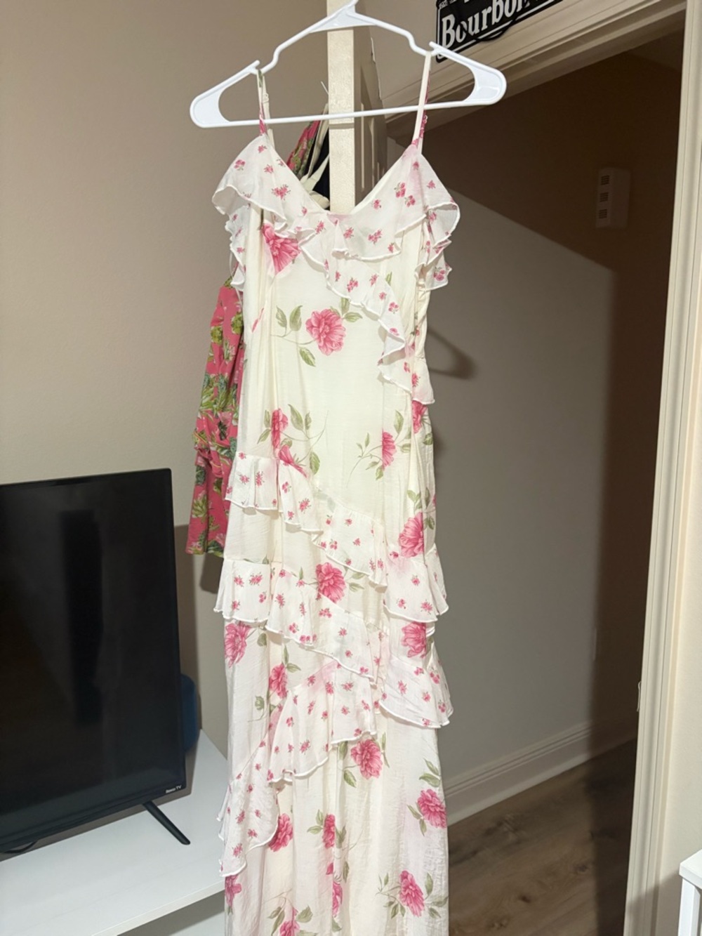 Jessica Simpson Cream Dress with Pink Floral Print